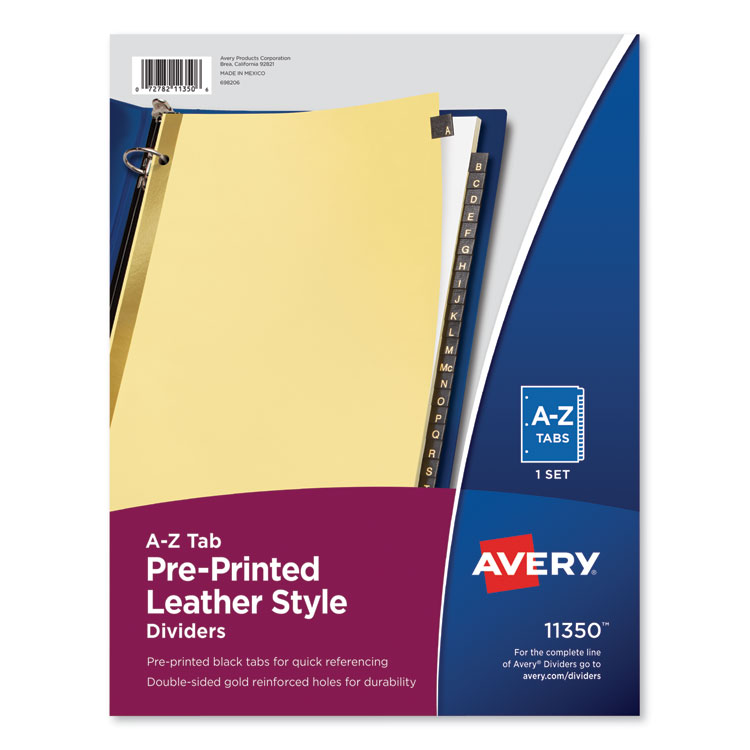 Avery Preprinted Black Leather Tab Dividers, 25-Tab, 11 x 8.5, Buff, 1/ST Avery Preprinted Black Leather Tab Dividers, 25-Tab, 11 x 8.5, Buff, 1/ST