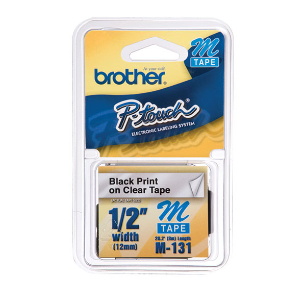 Brother 12mm (1/2") Black on Clear Non-L