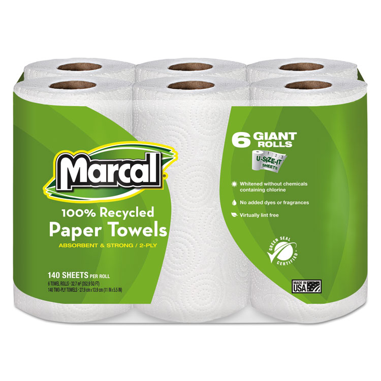 Marcal 100% Recycled Kitchen Towels, 24/CT