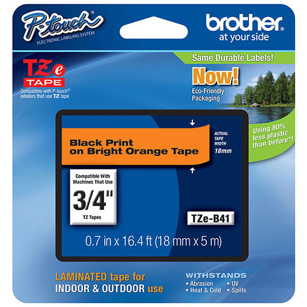 Brother 18mm (3/4") Black on Fluorescent