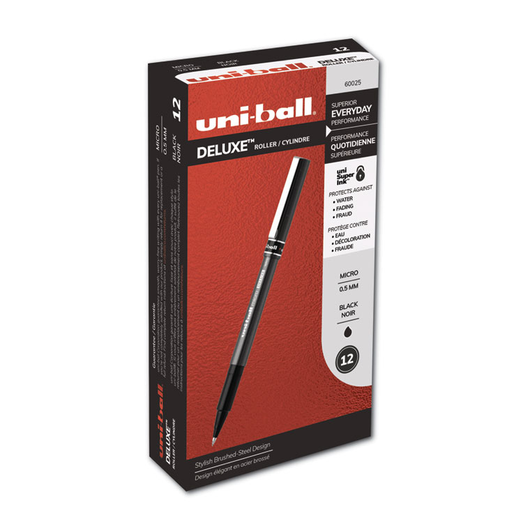 Uniball Deluxe Rollerball Pen, Stick, Extra-Fine 0.5mm, Black, 1/DZ Uniball Deluxe Rollerball Pen, Stick, Extra-Fine 0.5mm, Black, 1/DZ