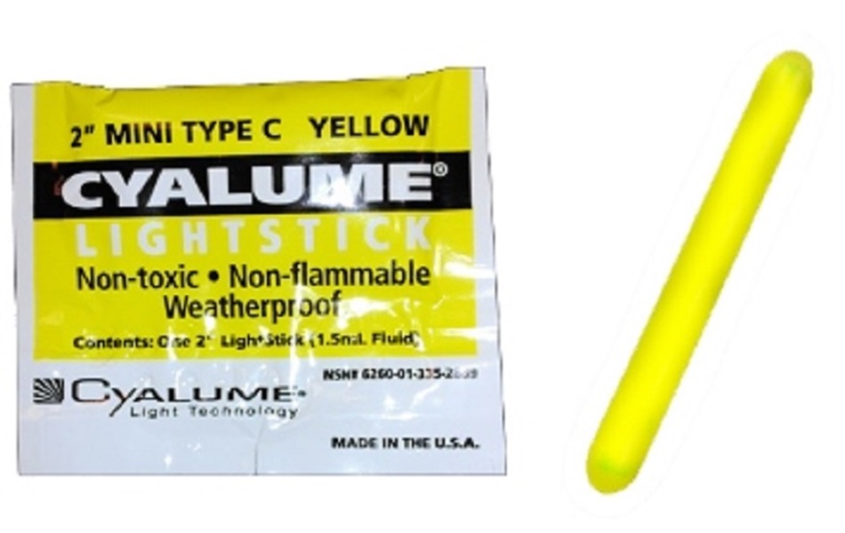 CHEMLIGHT LIGHTSTICKS  2" YELLOW 50PK