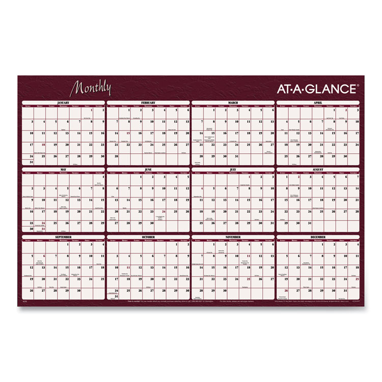 2025 Reversible Horizontal Erasable Wall Planner 48x32
