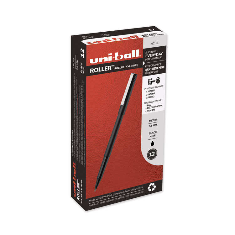 Uniball Rollerball Pen, Stick, Extra-Fine 0.5mm, Black, 1/DZ Uniball Rollerball Pen, Stick, Extra-Fine 0.5mm, Black, 1/DZ