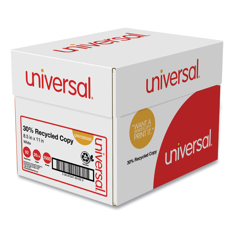 Universal 30% Recycled Copy Paper, 5RM/CT