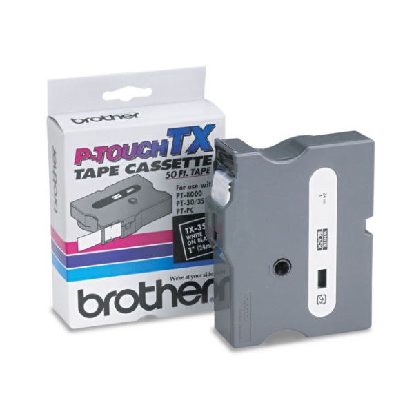 Brother 24mm (1") White on Black Laminated Tape (15m/50') (1/Pkg) Brother 24mm (1") White on Black Laminated Tape (15m/50') (1/Pkg)