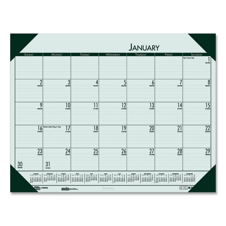 2025 Recycled Monthly Desk Pad Calendar, 18.5 x 13